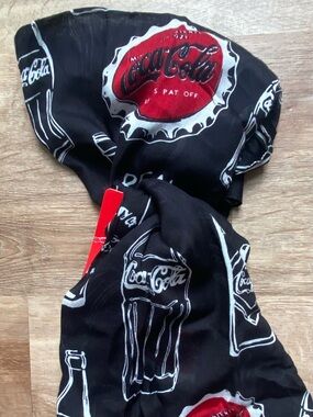 Coca-Cola Black Bottle Print Rayon Scarf  Coke Logo NWT